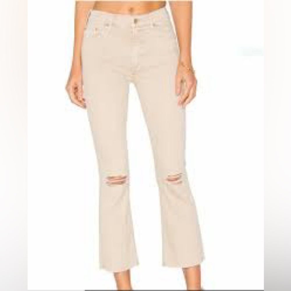 Mother Inside Crop Fray Blow by Blow khaki jeans
